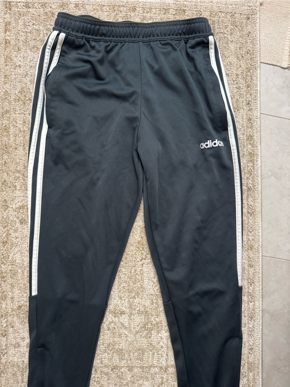 adidas Black Jogger Pants with White Side Stripes